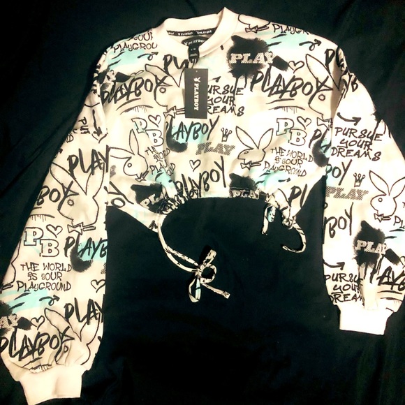 Playboy crop top sweater size large new with tag - Picture 1 of 3